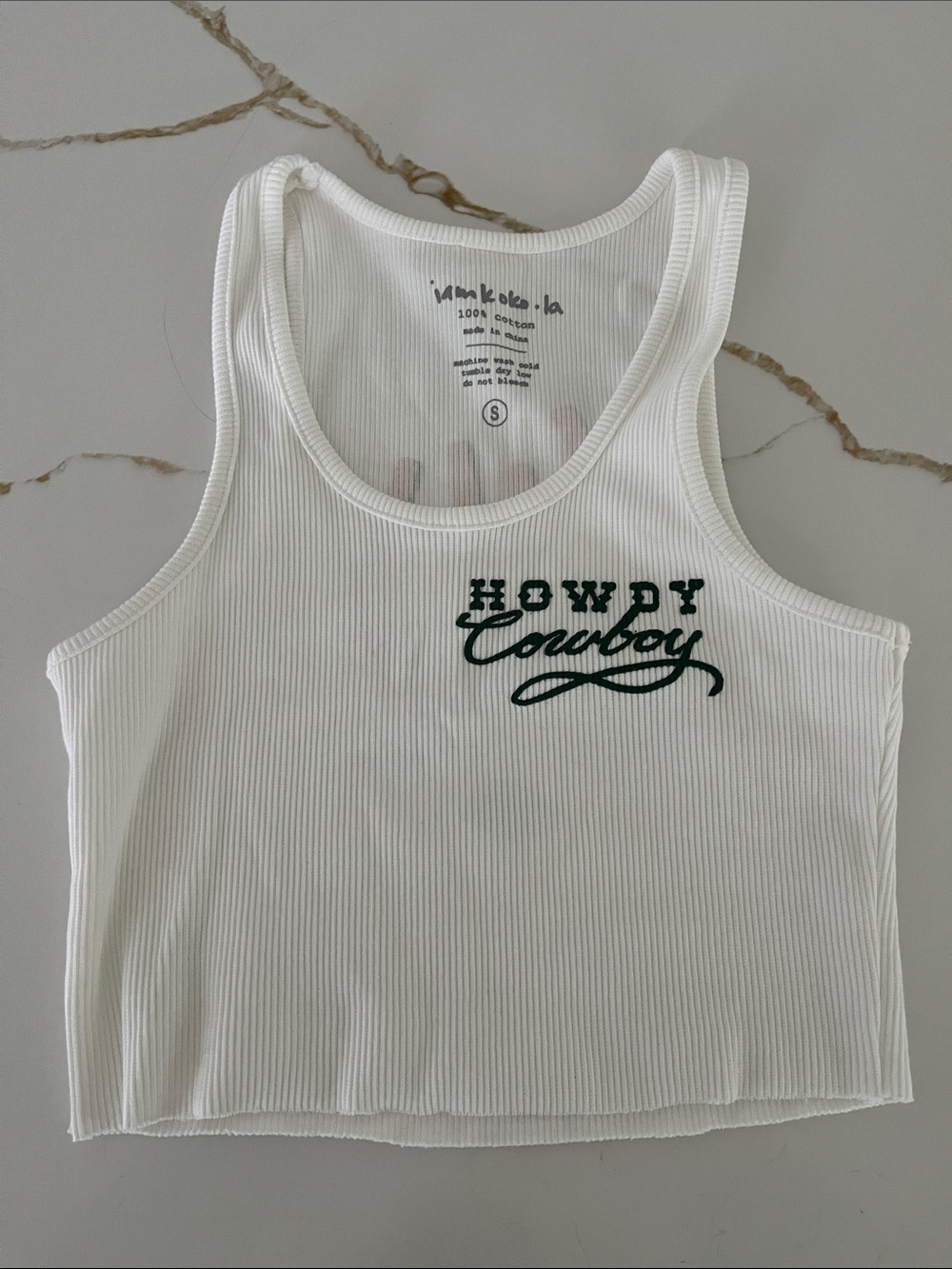 Imakoko La White "Howdy Cowboy" Ribbed Tank
